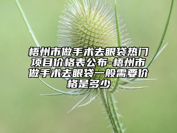 梧州市做手术去眼袋热门项目价格表公布-梧州市做手术去眼袋一般需要价格是多少