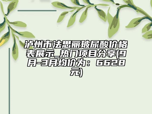 泸州市法思丽玻尿酸价格表展示_热门项目分享(9月-3月均价为：6628元)