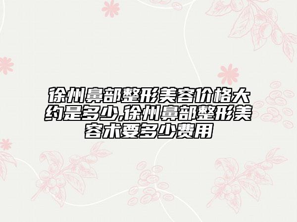 徐州鼻部整形美容价格大约是多少,徐州鼻部整形美容术要多少费用