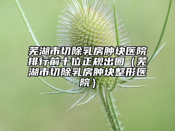 芜湖市切除乳房肿块医院排行前十位正规出圈（芜湖市切除乳房肿块整形医院）