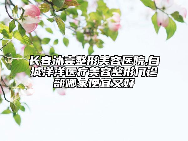 长春沐壹整形美容医院,白城洋洋医疗美容整形门诊部哪家便宜又好