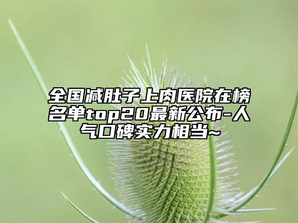 全国减肚子上肉医院在榜名单top20最新公布-人气口碑实力相当~