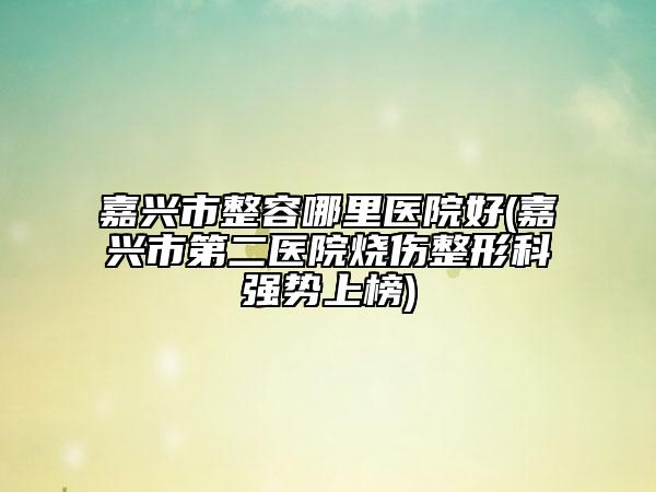 嘉兴市整容哪里医院好(嘉兴市第二医院烧伤整形科强势上榜)