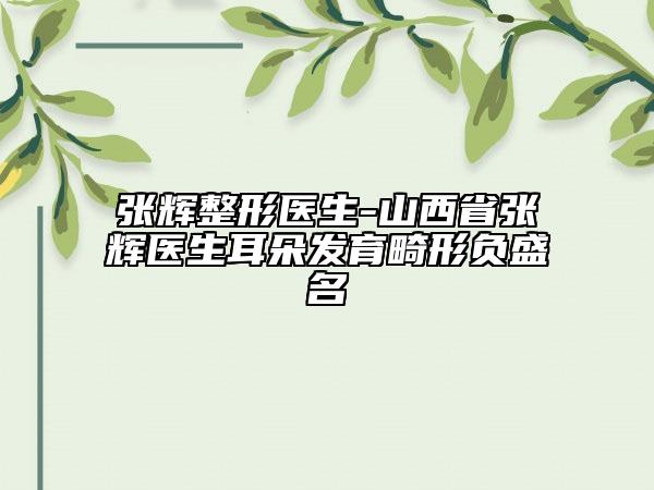 张辉整形医生-山西省张辉医生耳朵发育畸形负盛名