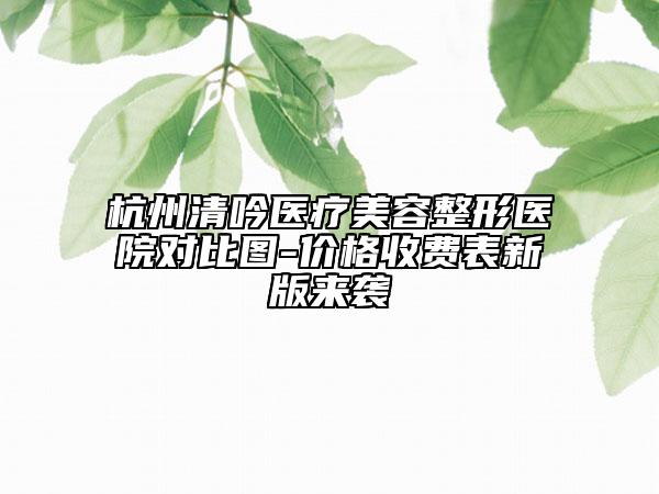 杭州清吟医疗美容整形医院对比图-价格收费表新版来袭