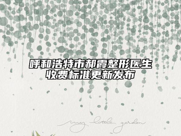 呼和浩特市郝霞整形医生收费标准更新发布