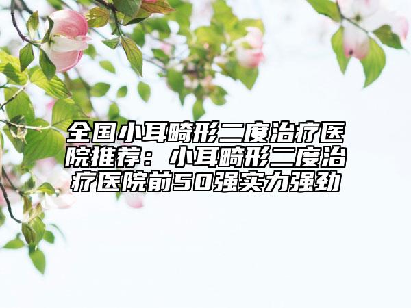 全国小耳畸形二度治疗医院推荐：小耳畸形二度治疗医院前50强实力强劲
