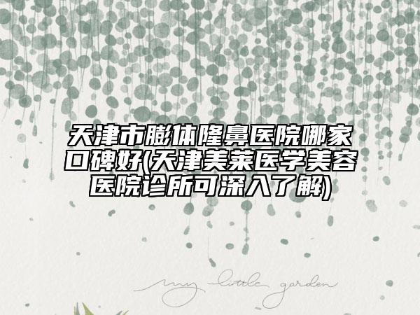天津市膨体隆鼻医院哪家口碑好(天津美莱医学美容医院诊所可深入了解)