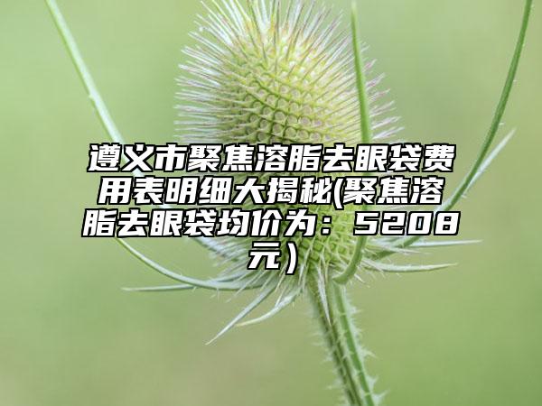 遵义市聚焦溶脂去眼袋费用表明细大揭秘(聚焦溶脂去眼袋均价为：5208元）