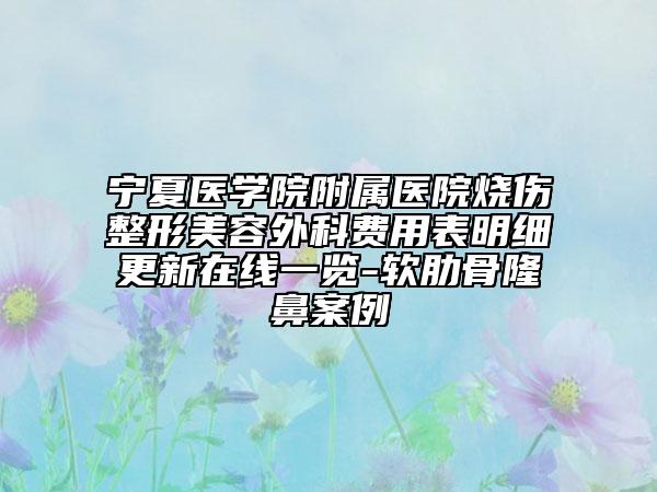宁夏医学院附属医院烧伤整形美容外科费用表明细更新在线一览-软肋骨隆鼻案例