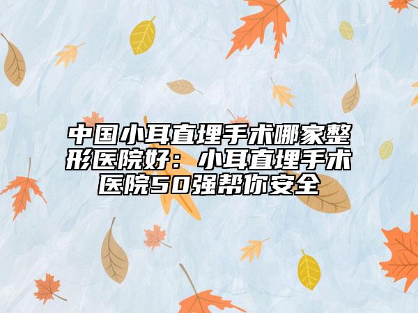 中国小耳直埋手术哪家整形医院好：小耳直埋手术医院50强帮你安全