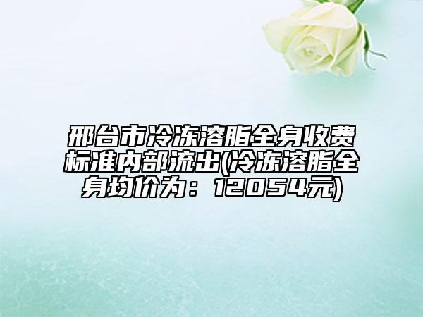邢台市冷冻溶脂全身收费标准内部流出(冷冻溶脂全身均价为：12054元)