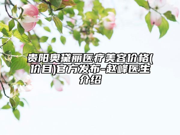 贵阳奥黛丽医疗美容价格(价目)官方发布-赵峰医生介绍
