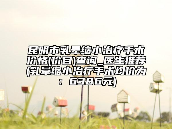 昆明市乳晕缩小治疗手术价格(价目)查询_医生推荐(乳晕缩小治疗手术均价为：6386元)