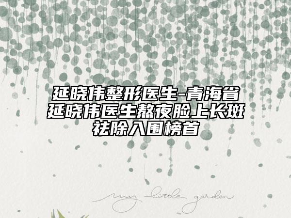 延晓伟整形医生-青海省延晓伟医生熬夜脸上长斑祛除入围榜首