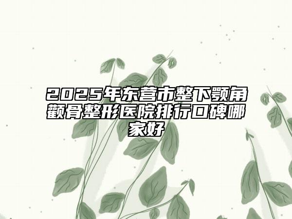 2025年东营市整下颚角颧骨整形医院排行口碑哪家好