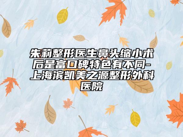 朱莉整形医生鼻头缩小术后是富口碑特色有不同-上海滨凯美之源整形外科医院