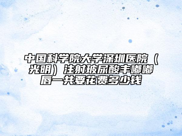 中国科学院大学深圳医院（光明）注射玻尿酸丰嘟嘟唇一共要花费多少钱