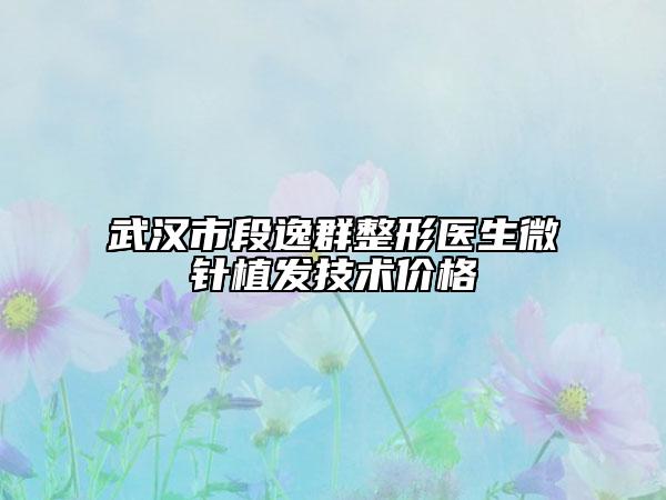 武汉市段逸群整形医生微针植发技术价格