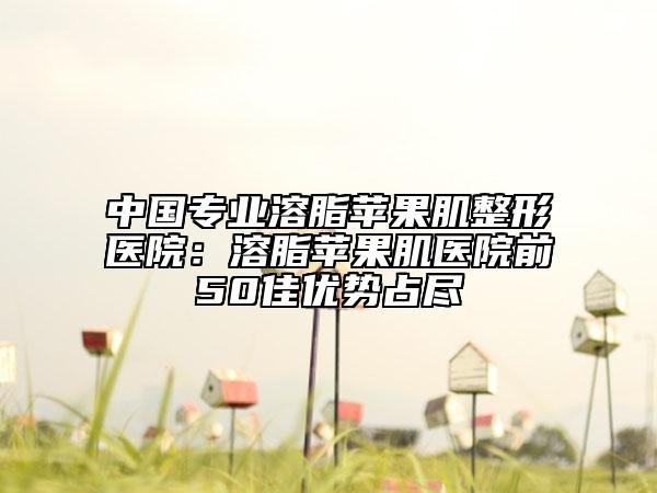 中国专业溶脂苹果肌整形医院：溶脂苹果肌医院前50佳优势占尽