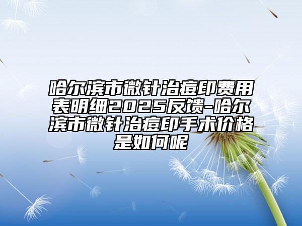 哈尔滨市微针治痘印费用表明细2025反馈-哈尔滨市微针治痘印手术价格是如何呢