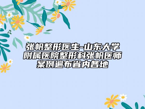 张帆整形医生-山东大学附属医院整形科张帆医师案例遍布省内各地