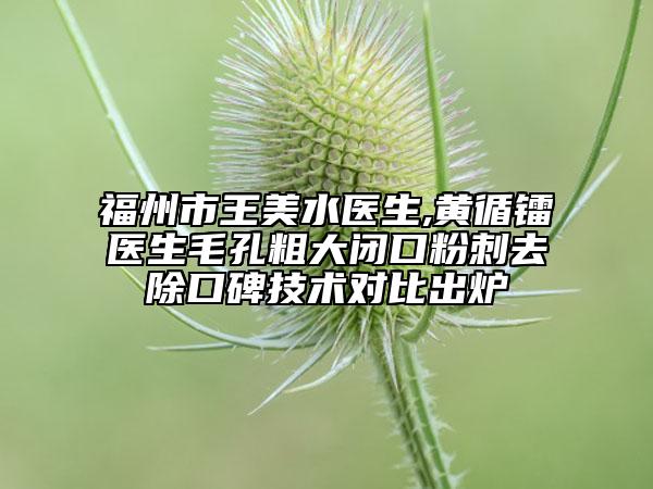 福州市王美水医生,黄循镭医生毛孔粗大闭口粉刺去除口碑技术对比出炉