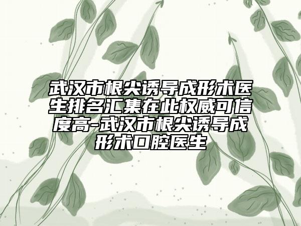 武汉市根尖诱导成形术医生排名汇集在此权威可信度高-武汉市根尖诱导成形术口腔医生