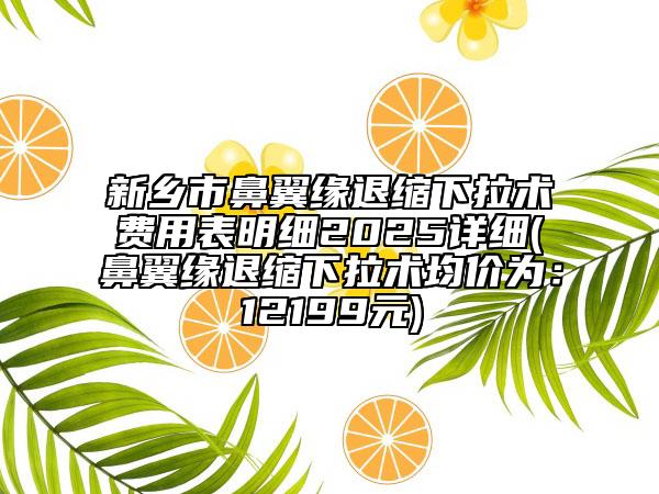 新乡市鼻翼缘退缩下拉术费用表明细2025详细(鼻翼缘退缩下拉术均价为：12199元)