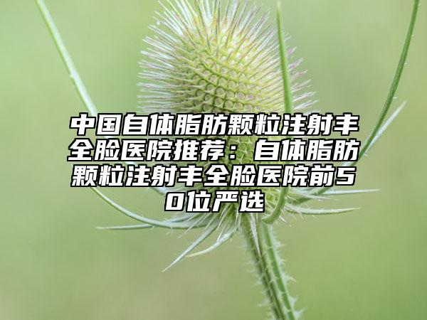中国自体脂肪颗粒注射丰全脸医院推荐：自体脂肪颗粒注射丰全脸医院前50位严选