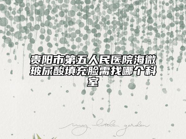 贵阳市第五人民医院海微玻尿酸填充脸需找哪个科室