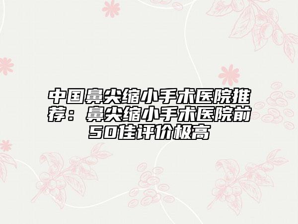 中国鼻尖缩小手术医院推荐：鼻尖缩小手术医院前50佳评价极高