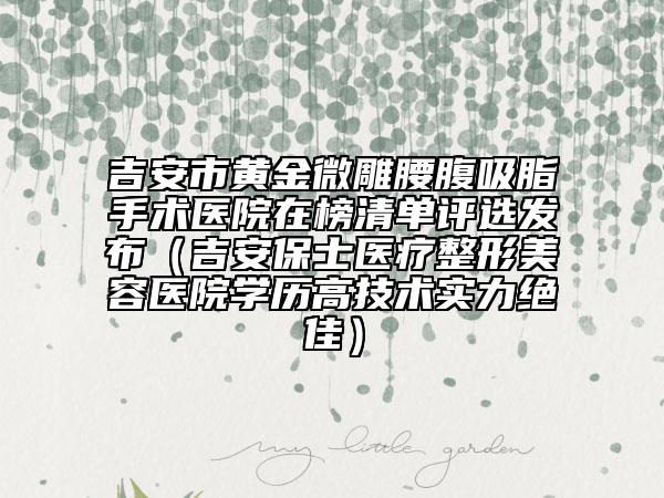 吉安市黄金微雕腰腹吸脂手术医院在榜清单评选发布（吉安保士医疗整形美容医院学历高技术实力绝佳）