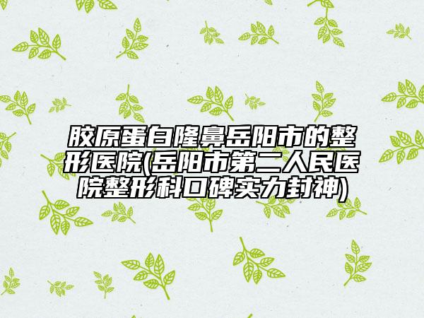 胶原蛋白隆鼻岳阳市的整形医院(岳阳市第二人民医院整形科口碑实力封神)