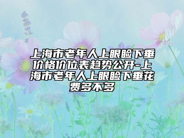 上海市老年人上眼睑下垂价格价位表趋势公开-上海市老年人上眼睑下垂花费多不多