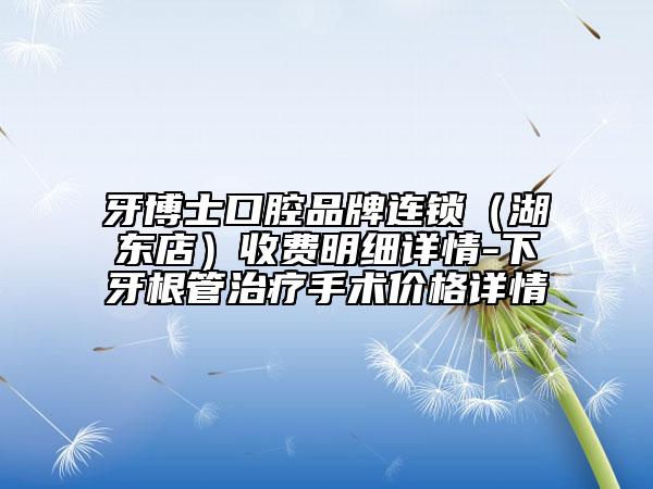 牙博士口腔品牌连锁（湖东店）收费明细详情-下牙根管治疗手术价格详情