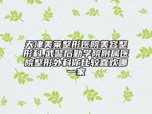 天津美莱整形医院美容整形科,武警后勤学院附属医院整形外科你比较喜欢哪一家