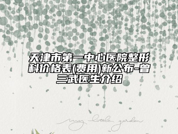 天津市第一中心医院整形科价格表(费用)新公布-曾三武医生介绍