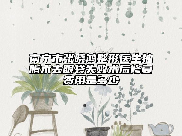 南宁市张晓鸿整形医生抽脂术去眼袋失败术后修复费用是多少