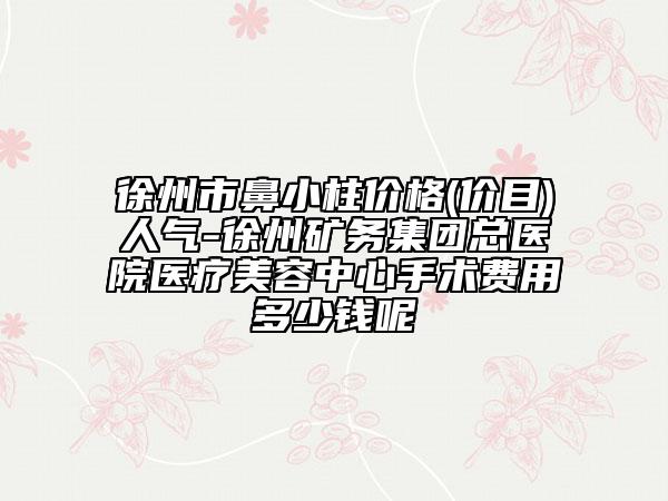 徐州市鼻小柱价格(价目)人气-徐州矿务集团总医院医疗美容中心手术费用多少钱呢