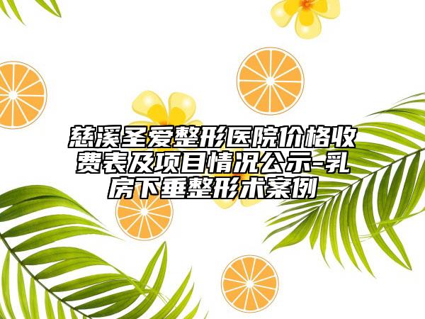 慈溪圣爱整形医院价格收费表及项目情况公示-乳房下垂整形术案例