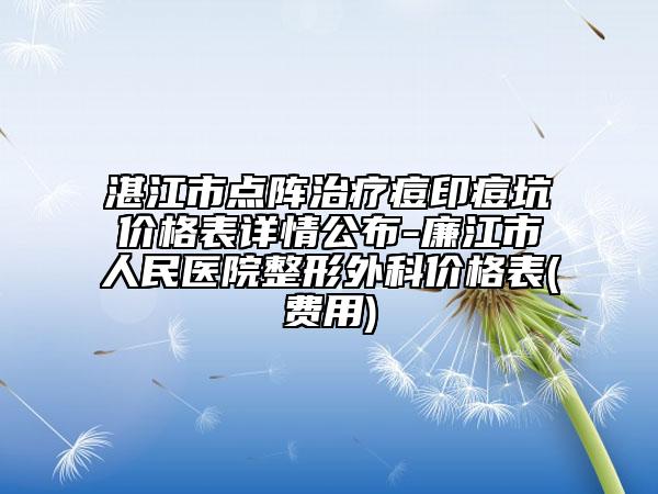 湛江市点阵治疗痘印痘坑价格表详情公布-廉江市人民医院整形外科价格表(费用)