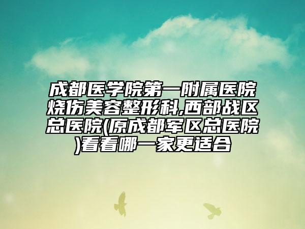 成都医学院第一附属医院烧伤美容整形科,西部战区总医院(原成都军区总医院)看看哪一家更适合