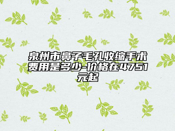 泉州市鼻子毛孔收缩手术费用是多少-价格在4751元起
