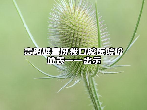 贵阳唯壹伢妆口腔医院价位表一一出示