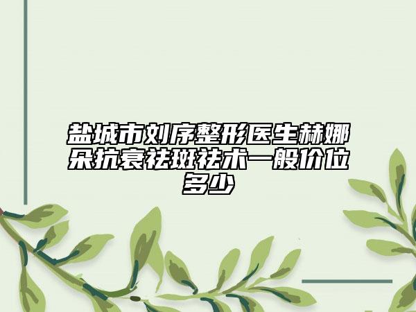 盐城市刘序整形医生赫娜朵抗衰祛斑祛术一般价位多少