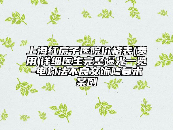 上海红房子医院价格表(费用)详细医生完整曝光一览-电灼法不良文饰修复术案例
