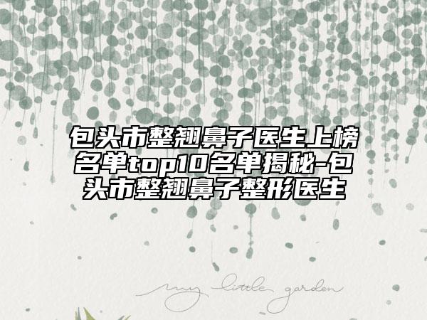 包头市整翘鼻子医生上榜名单top10名单揭秘-包头市整翘鼻子整形医生