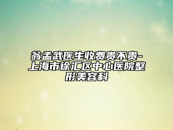 翁孟武医生收费贵不贵-上海市徐汇区中心医院整形美容科