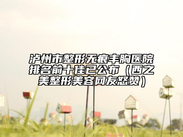泸州市整形无痕丰胸医院排名前十佳已公布（西之美整形美容网友怒赞）